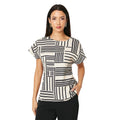 White-Black - Front - Principles Womens-Ladies Geometric Short-Sleeved Top