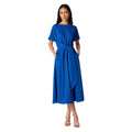 Navy - Front - Principles Womens-Ladies Pinstripe Belt Midi Dress