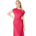 Pink - Side - Principles Womens-Ladies Textured Jersey Ruched Midi Dress