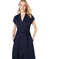 Navy - Side - Principles Womens-Ladies Ponte Waist Tie Midi Dress