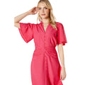 Pink - Side - Principles Womens-Ladies Textured Woven Midi Dress