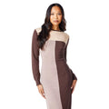 Chocolate - Side - Principles Womens-Ladies Colour Block Knitted Midi Dress