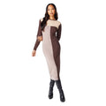 Chocolate - Front - Principles Womens-Ladies Colour Block Knitted Midi Dress