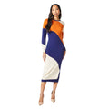 Navy - Front - Principles Womens-Ladies Colour Block Wave Knitted Midi Dress