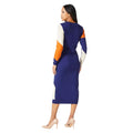 Navy - Back - Principles Womens-Ladies Colour Block Wave Knitted Midi Dress