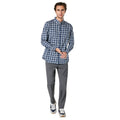 Navy - Side - Maine Mens Mono Check Long-Sleeved Shirt