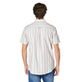 Tan - Back - Maine Mens Stripe Oxford Short-Sleeved Shirt