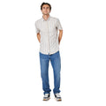 Tan - Lifestyle - Maine Mens Stripe Oxford Short-Sleeved Shirt