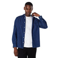 Dark Blue - Front - Maine Mens Denim Long-Sleeved Shirt