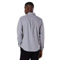 Grey - Back - Maine Mens Mini Grid Check Long-Sleeved Shirt