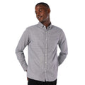 Grey - Side - Maine Mens Mini Grid Check Long-Sleeved Shirt