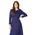 Navy - Side - Principles Womens-Ladies Ponte Shawl Collar Midi Dress