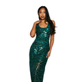 Green - Side - Principles Womens-Ladies Sequin Scoop Neck Midi Dress