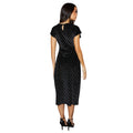 Black - Back - Principles Womens-Ladies Glitter Velvet Ruched Waist Midi Dress