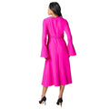 Pink - Back - Principles Womens-Ladies Zip Front Midi Dress