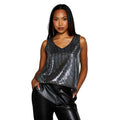 Silver - Front - Principles Womens-Ladies Sequins V Neck Top