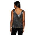 Silver - Back - Principles Womens-Ladies Sequins V Neck Top