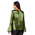 Khaki Green - Back - Principles Womens-Ladies Satin Keyhole Top