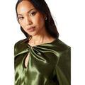 Khaki Green - Side - Principles Womens-Ladies Satin Keyhole Top