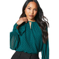 Green - Side - Principles Womens-Ladies Dobby Keyhole Top