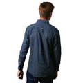 Blue - Back - Maine Mens Tudor Tile Print Long-Sleeved Shirt