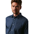 Blue - Side - Maine Mens Tudor Tile Print Long-Sleeved Shirt