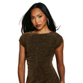 Bronze - Side - Principles Womens-Ladies Metallic Jersey Ruched Midi Dress