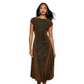 Bronze - Lifestyle - Principles Womens-Ladies Metallic Jersey Ruched Midi Dress