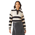 Neutral - Front - Debenhams Womens-Ladies Stripe Open Collar Sweater Top