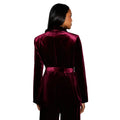 Burgundy - Back - Principles Womens-Ladies Velvet Belted Blazer