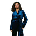 Teal - Side - Principles Womens-Ladies Velvet Belted Blazer