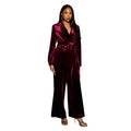 Burgundy - Front - Principles Womens-Ladies Velvet Belted Blazer