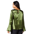 Khaki Green - Back - Principles Womens-Ladies Satin Keyhole Top