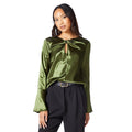 Khaki Green - Front - Principles Womens-Ladies Satin Keyhole Top