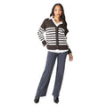 Chocolate - Side - Principles Womens-Ladies Striped Eyelash Knit Cardigan