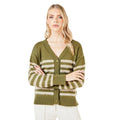 Khaki Green - Front - Principles Womens-Ladies Striped Eyelash Knit Cardigan