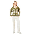 Khaki Green - Side - Principles Womens-Ladies Striped Eyelash Knit Cardigan