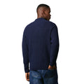 Navy - Back - Maine Mens Tuck Stitch Button Neck Jumper