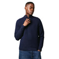 Navy - Front - Maine Mens Tuck Stitch Button Neck Jumper