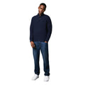 Navy - Side - Maine Mens Tuck Stitch Button Neck Jumper