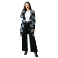 Monochrome - Side - Principles Womens-Ladies Checked Edge To Edge Longline Cardigan