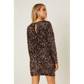 Bronze - Back - Dorothy Perkins Womens-Ladies Sequin Velvet Ruched Mini Dress