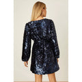 Navy - Back - Dorothy Perkins Womens-Ladies Sequins Wrap Mini Dress