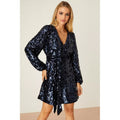 Navy - Lifestyle - Dorothy Perkins Womens-Ladies Sequins Wrap Mini Dress