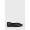 Black - Side - Dorothy Perkins Womens-Ladies Lennie Tassel Wide Loafers