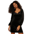 Black - Front - Dorothy Perkins Womens-Ladies Velvet Sweetheart Mini Dress