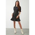 Monochrome - Pack Shot - Dorothy Perkins Womens-Ladies Spotted Ruffle Hem Petite Mini Dress