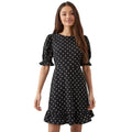 Monochrome - Front - Dorothy Perkins Womens-Ladies Spotted Ruffle Hem Petite Mini Dress