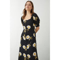 Black - Pack Shot - Dorothy Perkins Womens-Ladies Floral Button-Down Midi Dress