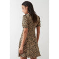 Black-Brown - Back - Dorothy Perkins Womens-Ladies Leopard Print Short-Sleeved Mini Dress